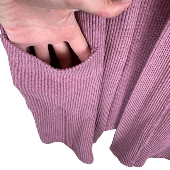 DOLAN West Coast Collection Mauve Oversized Open Ribbed Cardigan Pockets Size M - Picture 3 of 6